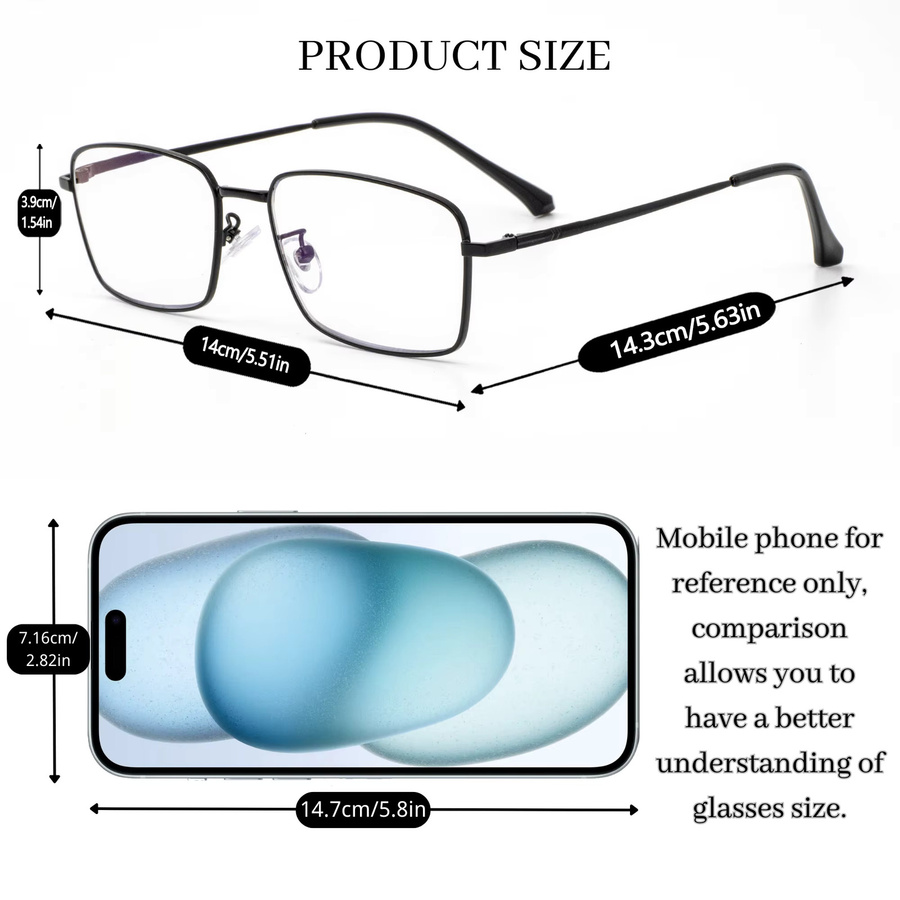 ZOZO TOMI Lesebrille, Metall, Vollrand, rechteckig, Unisex, transparent, black - Bild 4