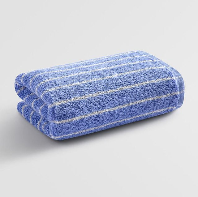Yiran Furniture Badehandtuch aus reiner Baumwolle mit Nadelstreifen in Blau, B: 34 cm, L: 75 cm - Bild 1