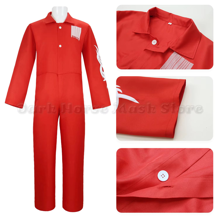 HHYRCOS Fantasy Joey Cosplay Kostüm, Jumpsuit, Rot-Blau, Unisex - Bild 5
