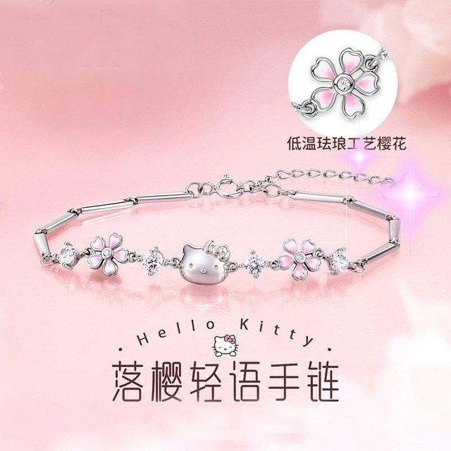 Huacong Schmuck Armband, Hello Kitty Kirschblüten, Weiß, Messing, Damen - Bild 1