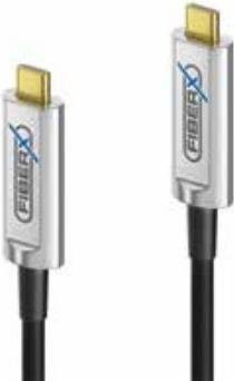 FiberX FX-I600-010 USB C Kabel USB 3.2 Gen 1 Schwarz Silber, Länge: 10 m - Bild 1