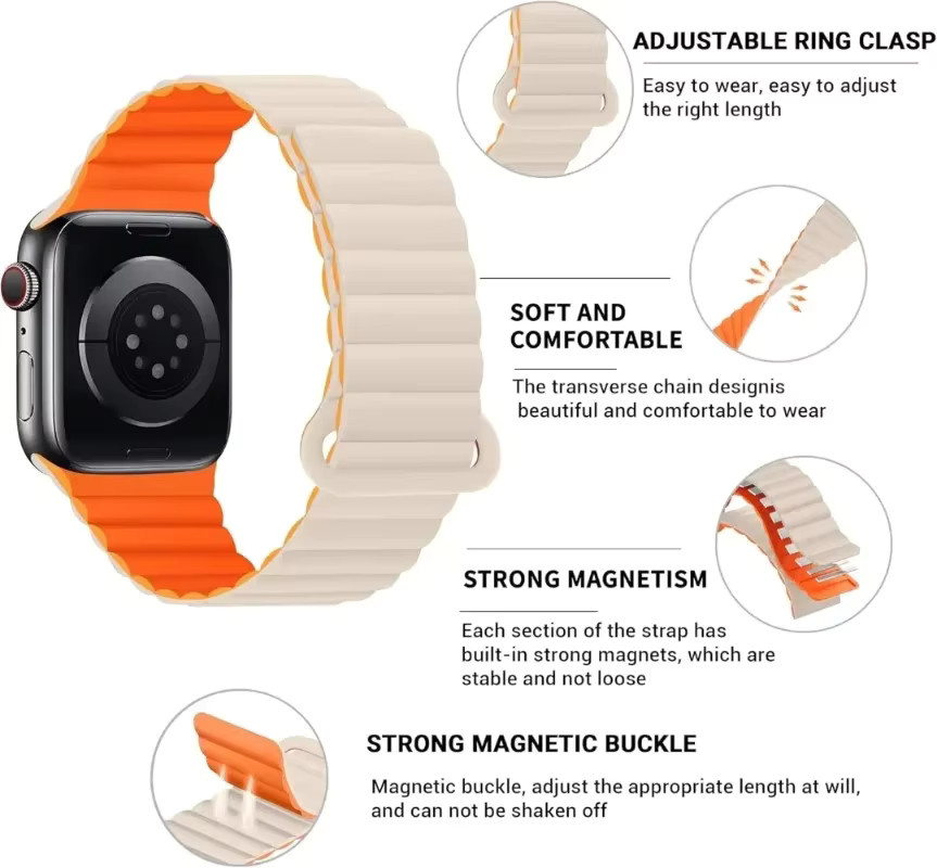 Silikon-Magnetarmband für Apple Watch, Schwarz, Unisex - Bild 2
