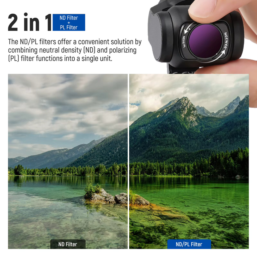 NEEWER Magnetisches ND/CPL-Filterset für DJI OSMO Pocket 3, 6er-Pack in Schwarz mit UV, CPL, ND16, ND32, ND64 und ND256 Filtern - Bild 4