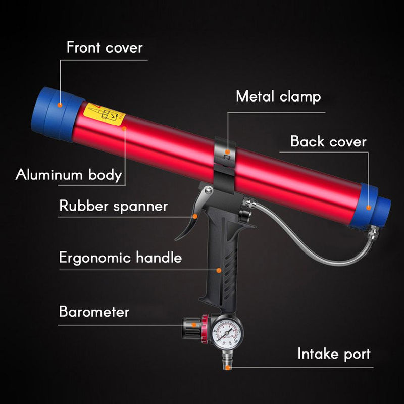 Kkmoon Pneumatische Glasklebepistole aus Aluminium in Multicolour, Einstellbarer Dichtstoff-Applikator für 310 ml Hartkleber - Bild 8