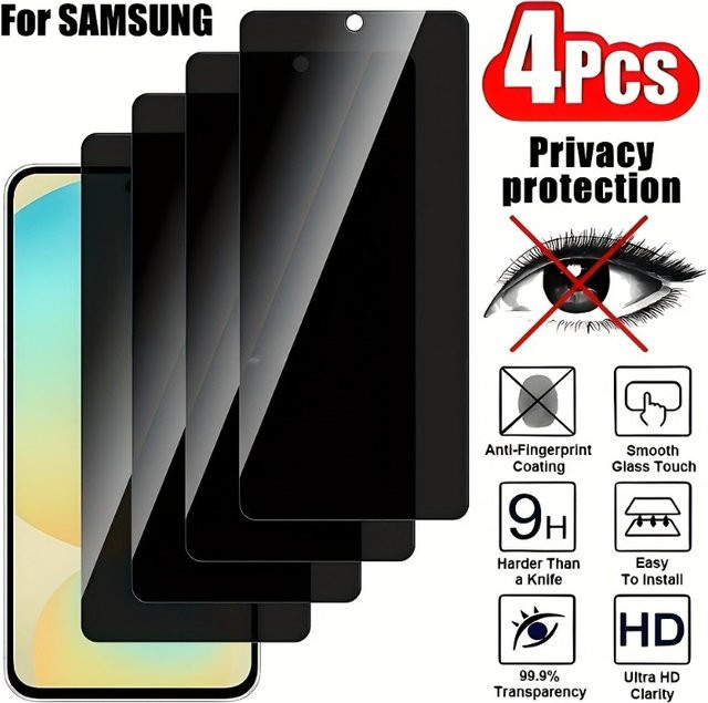 4er Pack HKSN Sichtschutz Panzerglas für Samsung Galaxy S24 S23 FE A56 A55 A54 A36 A35 A26 A25 A23 A16 A15 A14 A13 A06 in Transparent - Bild 1