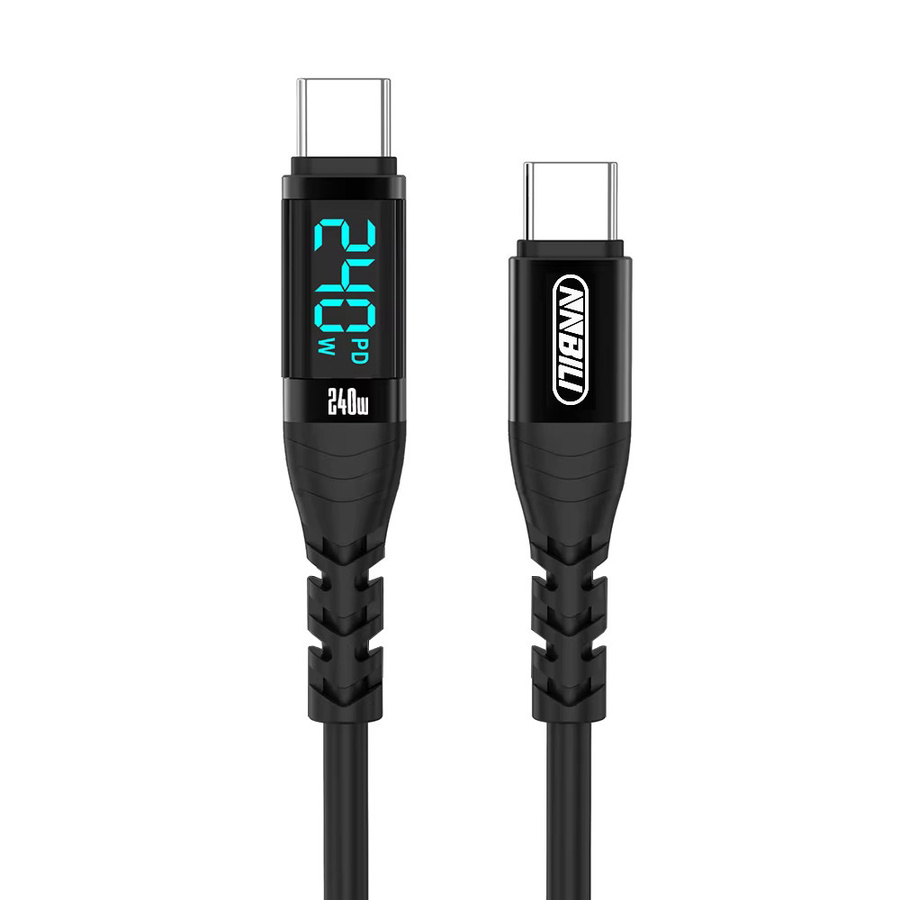 NNBILI USB-C zu USB-C Flüssigsilikon-Schnellladekabel mit Digitalanzeige, 240W PD 3.1, Pink/Multicolor - Bild 6