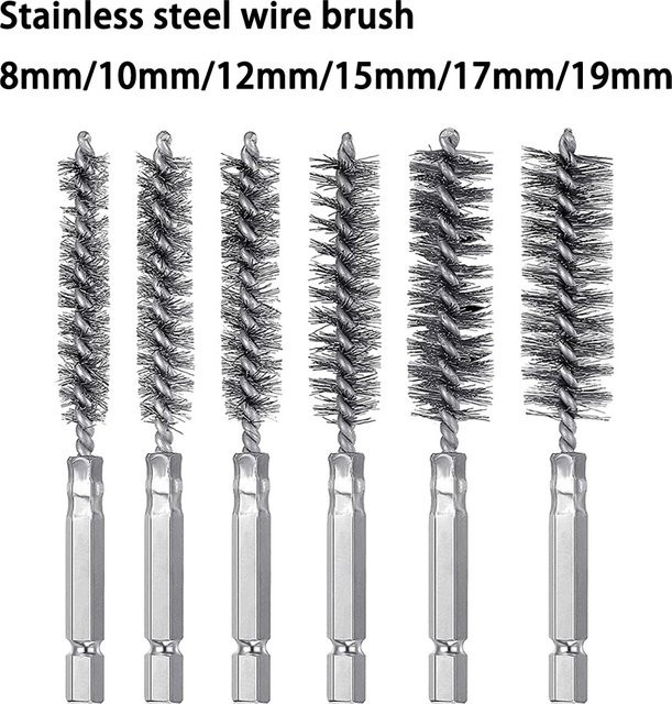 DAZZLEEX Drahtbürste mit sechseckigem Griff zur Rostreinigung und zum Polieren, 8-19mm - Bild 1