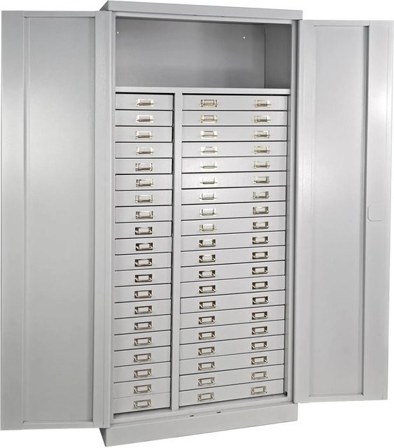 PROREGAL Schubladenschrank Chinchilla mit 40 Schubladen und 1 Ablageboden in Lichtgrau, H x B x T: 179 x 80 x 41 cm - Bild 1