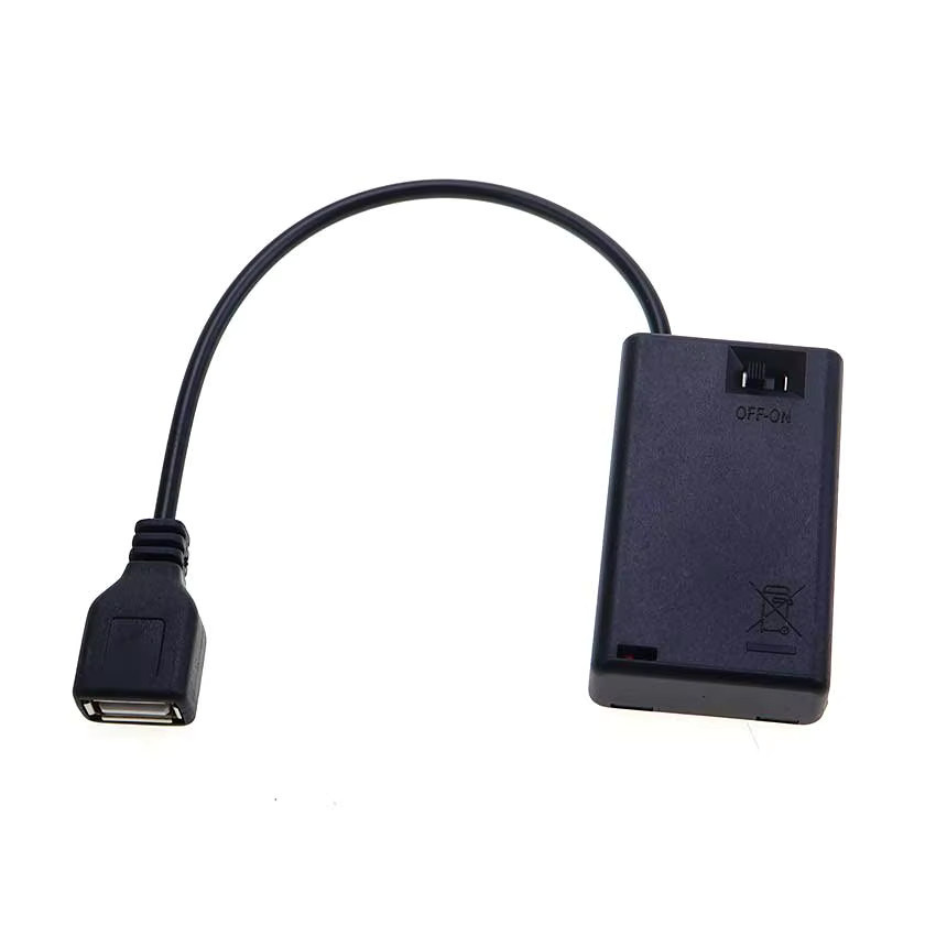 JCD Batteriehalter mit USB-C Anschluss und Schalter für 18650 oder AAA Batterien in Schwarz - Bild 4