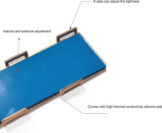 VODOOL Kupfer M.2 SSD Kühlkörper mit thermischem Silikonpad für NVMe/M.2 SSDs, einseitig oder doppelseitig nutzbar - Bild 1