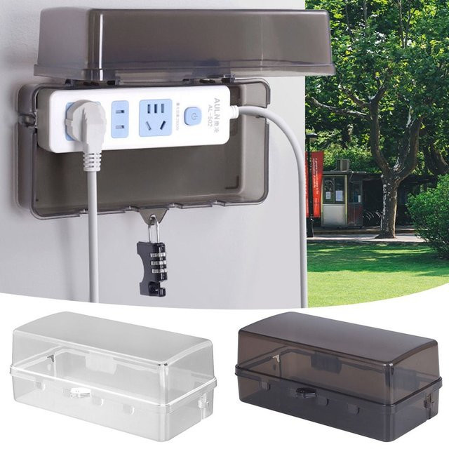 Wasserdichte Kabelmanagement-Box für den Außenbereich, wetterfeste Steckerbox zur Abdeckung von Verlängerungskabeln, Weiß/Transparent, B/T/H: 22,0 x 10,5 x 5,5 cm - Bild 1
