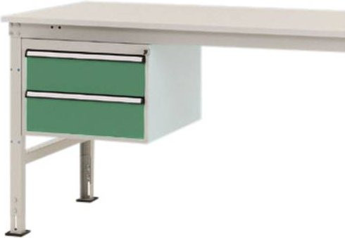 Manuflex ZB4512.6011 Gehäuse-Unterbau Stationär in Grün und Weiß mit 2 Schubfächern und Nutzhöhe 300 mm für Tischtiefe 800 mm - Bild 1