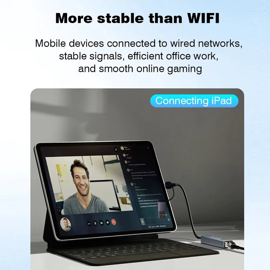 Kebidumei 4 in 1 USB 3.0 Hub-Adapter mit USB-C auf RJ45 Gigabit Ethernet Konverter, 1000 Mbit/s, Grau - Bild 3