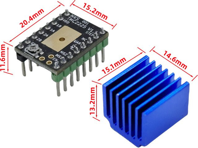 MKS TMC 2225 Schrittmotortreiber Ultra Silent für 3D-Drucker SGen_L Gen_L Robin Nano in Multicolour - Bild 1