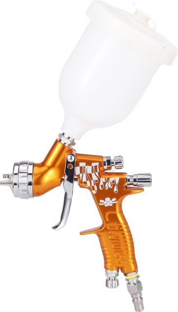 DEVIDISS GTI Pro TE20 Lite HVLP Spritzpistole mit 1,3 mm Düse und 600 ml Fassungsvermögen in Schwarz-Orange für Lackierungen - Bild 1