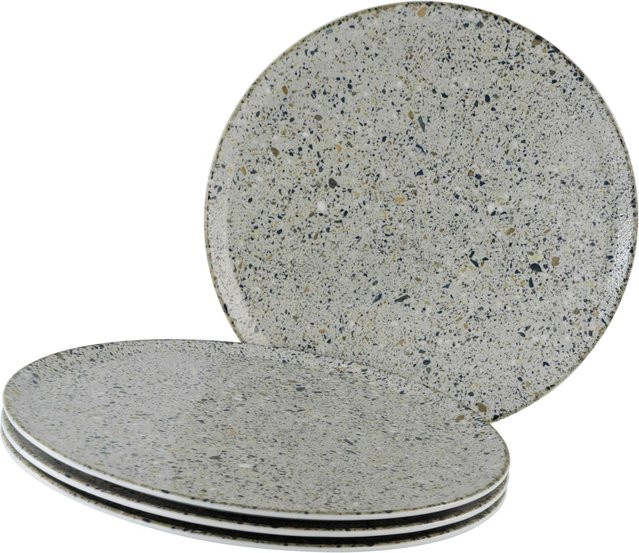 CreaTable Stone Collection Genua Pizzateller 4-teiliges Set aus Steinzeug in Grau - Bild 1