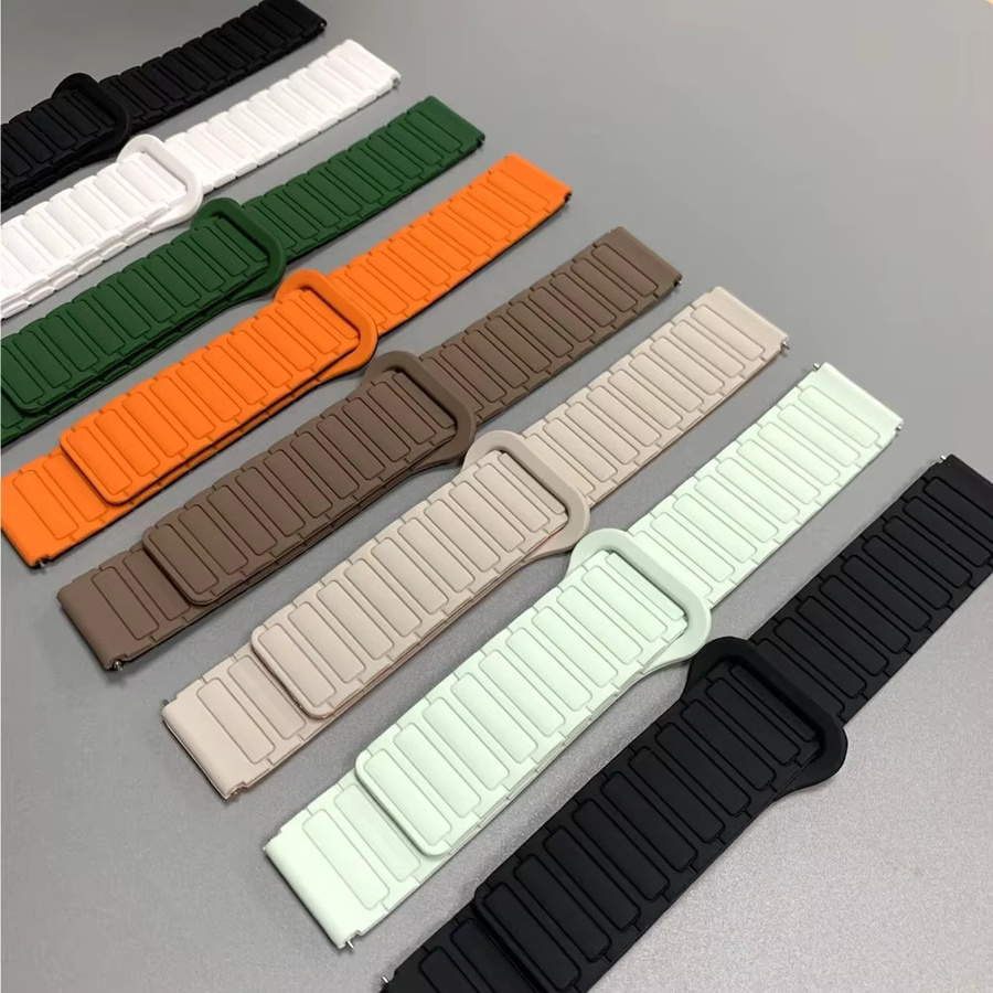 Fossil Uhrenarmband, Silikon, Magnetschlaufe, 22 mm, Schwarz, Multicolour - Bild 5