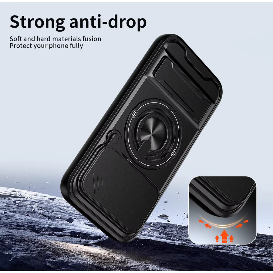 Magnetische Handyhülle für Honor 600 Pro und Honor 600 Lite mit drehbarem Kameraschutzring, Ständer und stoßfestem Schutz in Schwarz oder Silber - Bild 3