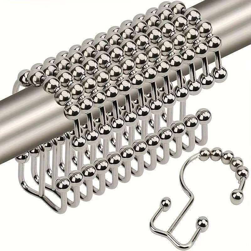 Doppelhaken für Duschvorhänge aus rostfreiem Metall in Schwarz - Bild 4