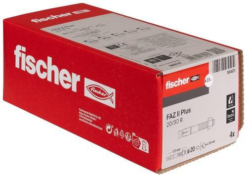 Fischer FAZ II Plus Bolzenanker aus Stahl, Farbe: Rot, 4 Stück, Durchmesser: 20 mm, Länge: 172 mm - Bild 1