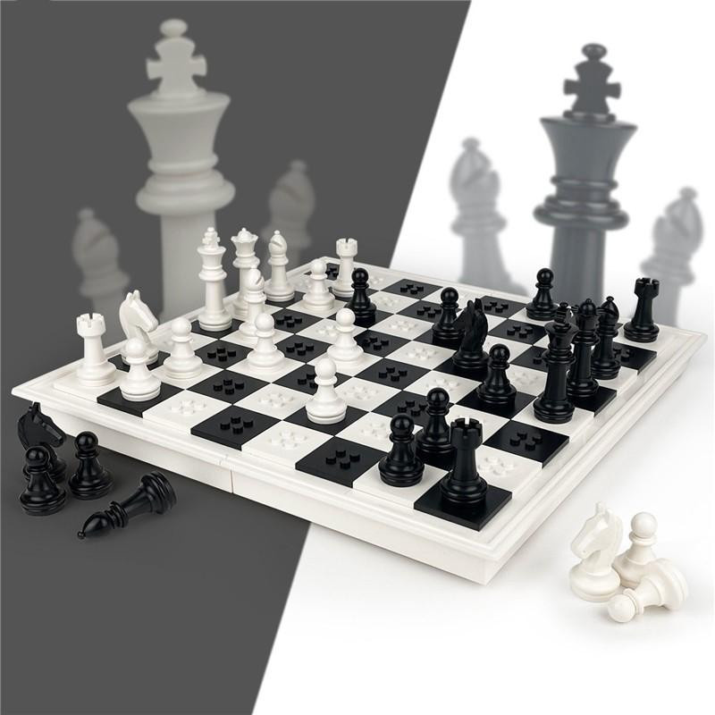 Yiran toy Schachspiel Faltbare Bausteine mit Aufbewahrungsbox Schwarz Weiß - Bild 5