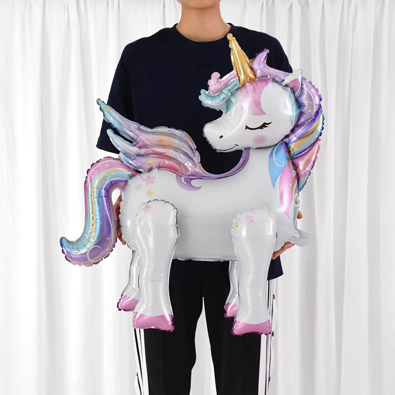 YONGSNOW 4D Regenbogen Einhorn Folienballon in Multicolour für Kindergeburtstage und Partydekoration - Bild 2