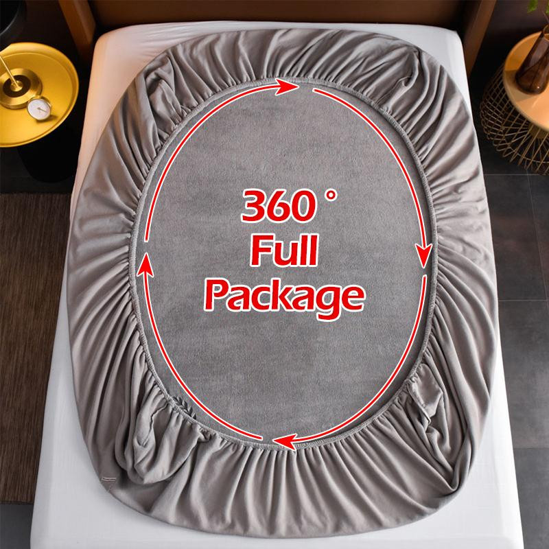 Weiches Plüsch-Spannbetttuch von YZFZP aus 100% Polyester, Matratzenschoner und Samt-Tagesdecke, B/T: 90 x 200 cm - Bild 2