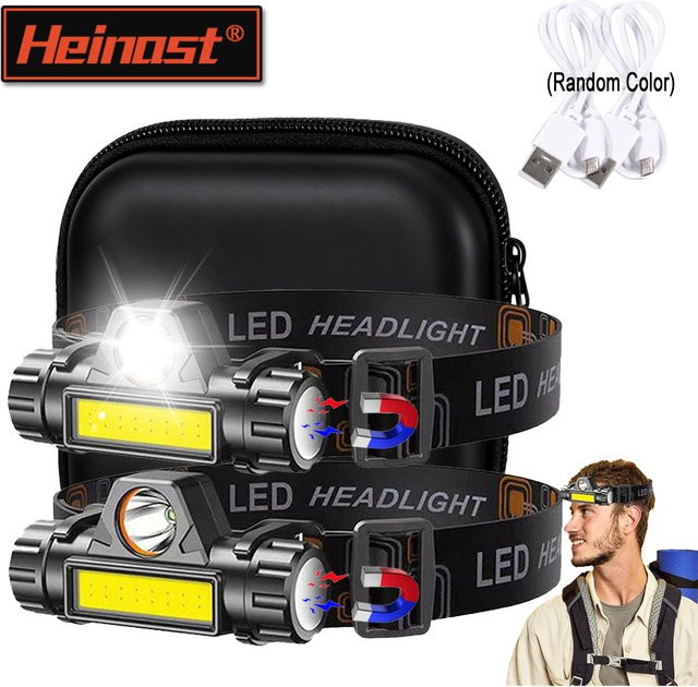 Heinast Wiederaufladbare COB-LED-Stirnlampe mit Magnetfunktion in Schwarz - Bild 1
