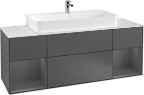 V&B Waschtischunterschrank Finion mit Wandbeleuchtung, Anthrazit matt, Breite: 160 cm - Bild 1