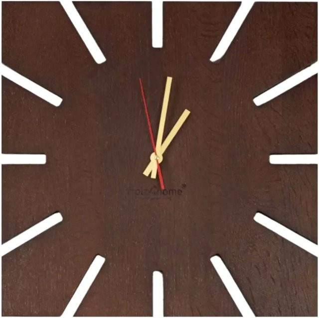 DELUKE Wanduhr Sonne aus Eichenholz und Metall in Eiche Braun, geräuschlos, Industrial-Stil, Durchmesser: 29 cm - Bild 1