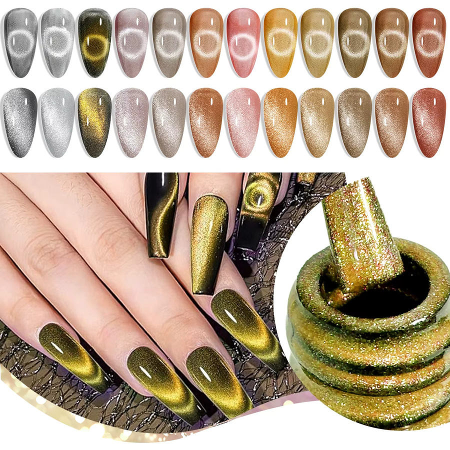 Faandin Katzenaugen-Gel-Nagellack Set, schimmernd, 12 Teile - Bild 3