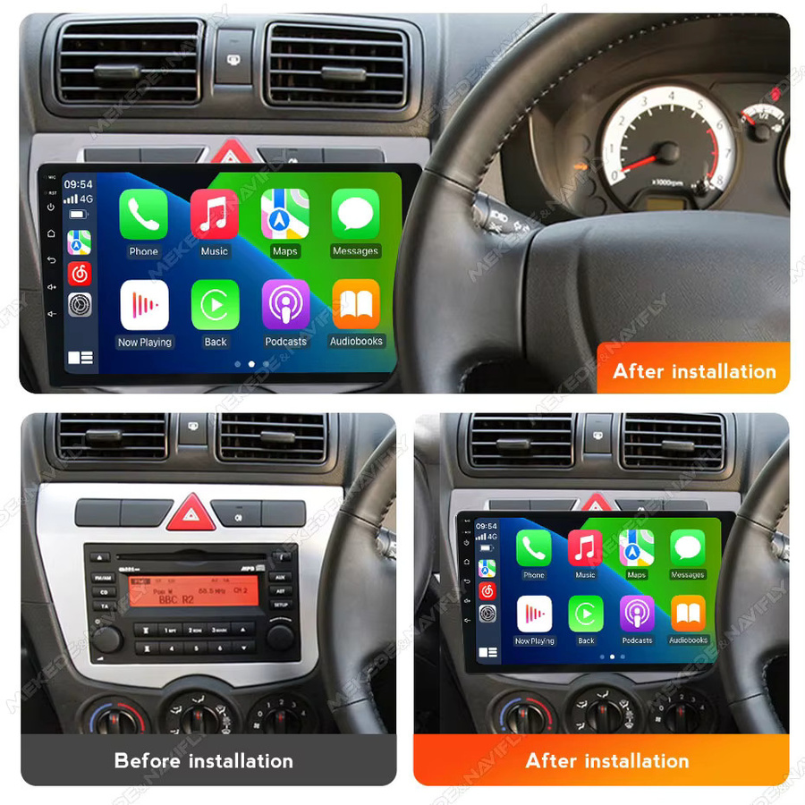 NaviFly Android 14 Autoradio mit kabellosem Carplay für Kia Morning Picanto 2007 - 2011, Multimedia-Player mit GPS-Navigation, FM und WIFI, Schwarz - Bild 2