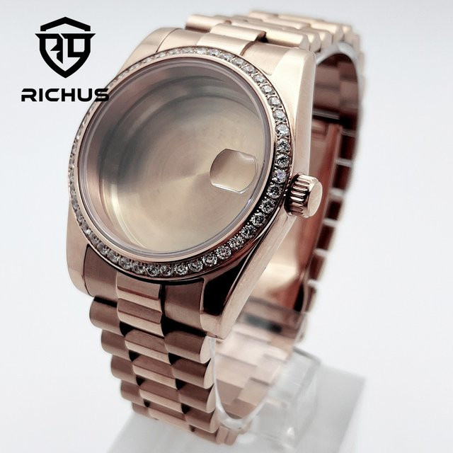 RICHUS Uhrengehäuse mit Armband, Roségold, Edelstahl, 36/39 mm, Unisex - Bild 1