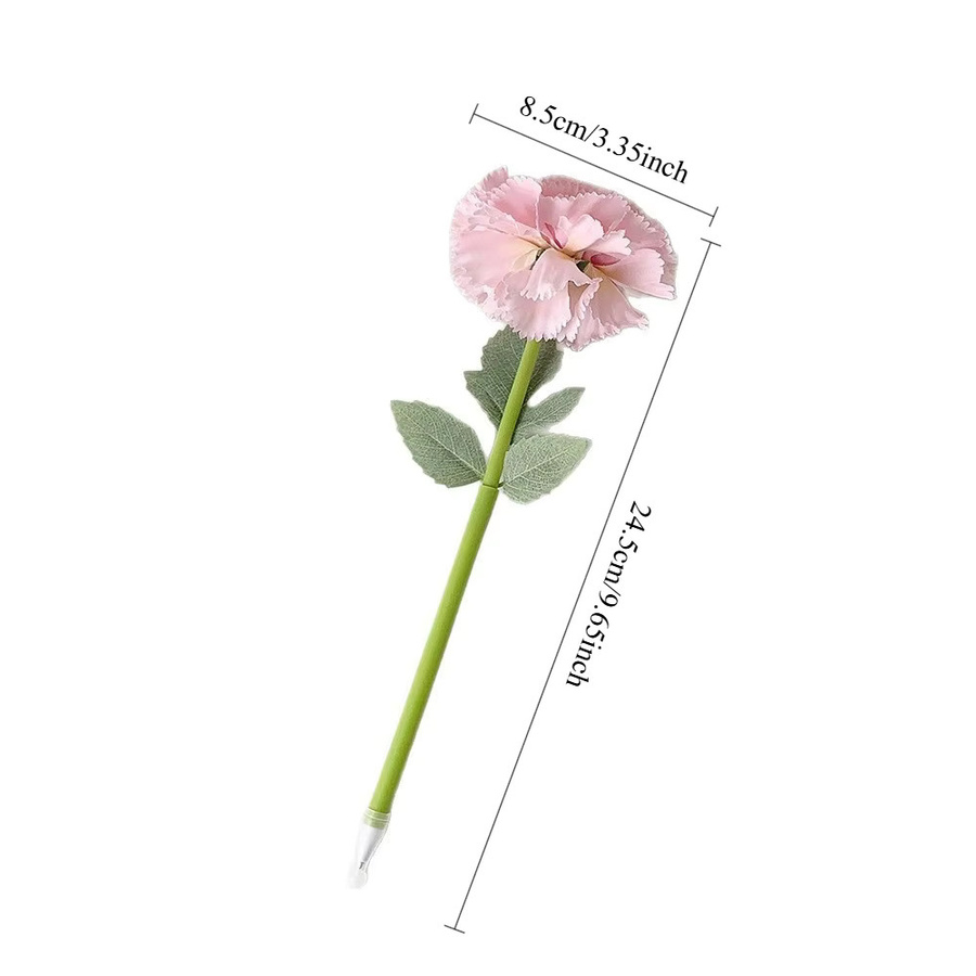 TWBEB Kugelschreiber in Nelkenblumen-Optik aus Kunststoff mit 0,5 mm Spitze, rot und mehrfarbig - Bild 2