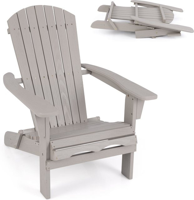GOFLAME Klappbarer Adirondack-Stuhl aus Holz mit hoher Rückenlehne und breiten Armlehnen für den Außenbereich - Bild 1