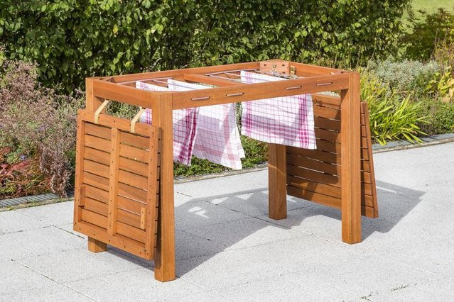 Merxx Gartentisch aus Eukalyptusholz mit abklappbarer Tischplatte, beige, B/T/H: 100 x 60 x 75 cm - Bild 2