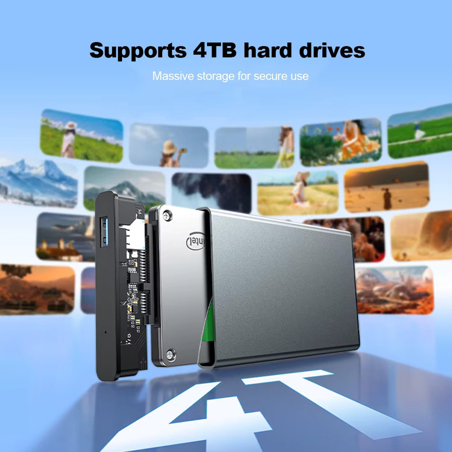 KEBIDUMEI Externes 2,5 Zoll SATA SSD HDD Gehäuse mit USB 3.0 zu USB-C Anschluss, Aluminiumlegierung, Schwarz - Bild 3