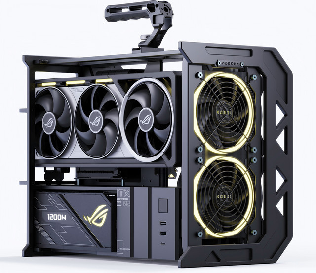 VEDDHA DEFENDER 02 CNC-Aluminium-Gehäuse in Schwarz, modularer ITX-Rahmen für Wasserkühlung und MOD-Gaming-PCs - Bild 1