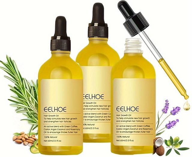 EELHOE Haarwuchsöl mit Rosmarin, 60 ml, 3 Stück, Unisex - Bild 1