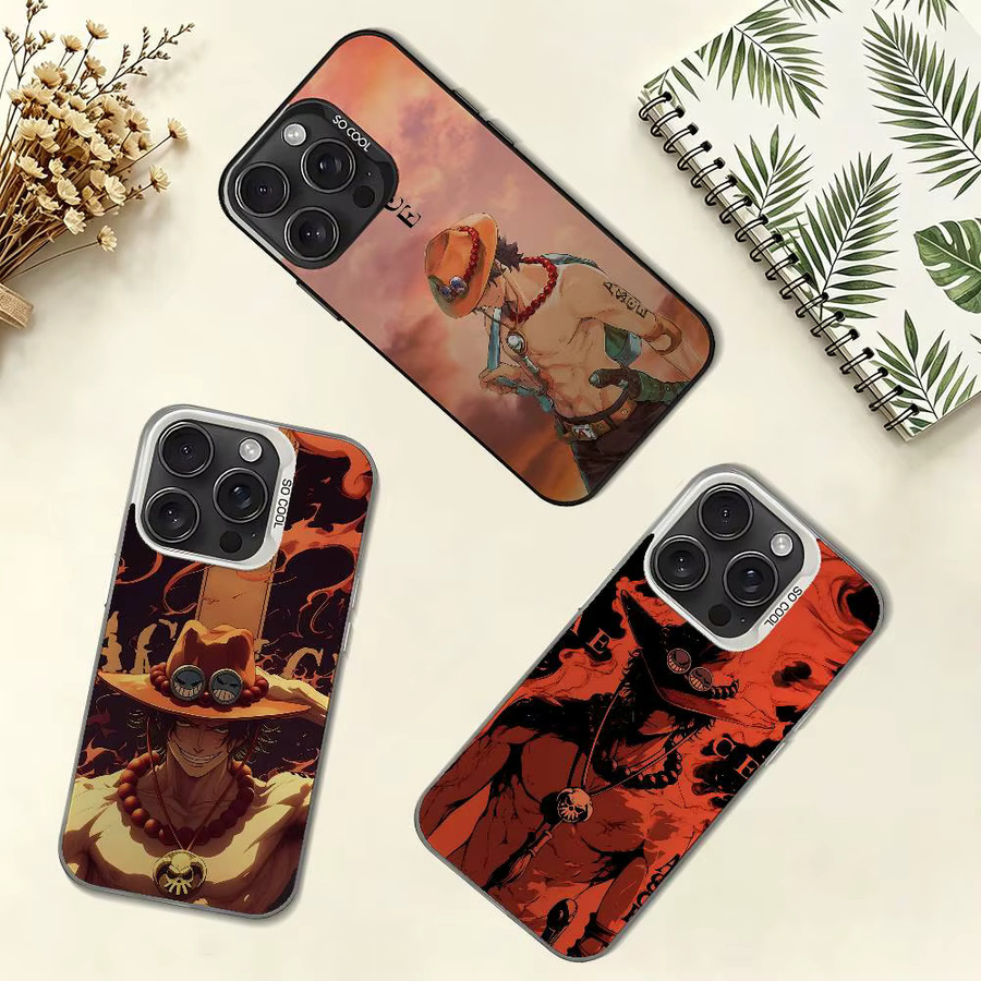 Stoßfeste iPhone Hülle One Piece Portgas D. Ace in Silber und Multicolour für Apple iPhone 17 16 15 14 13 12 11 Pro Max - Bild 2