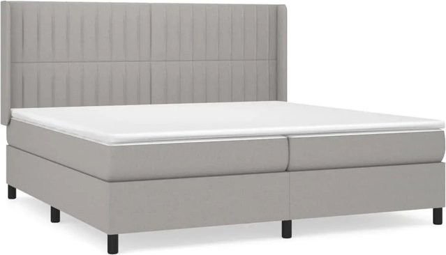 vidaXL Boxspringbett Hybrid mit Matratze und Taschenfederkern aus Lärchenholz, Grau, B/T: 203 x 203 cm, H: 118 cm - Bild 1