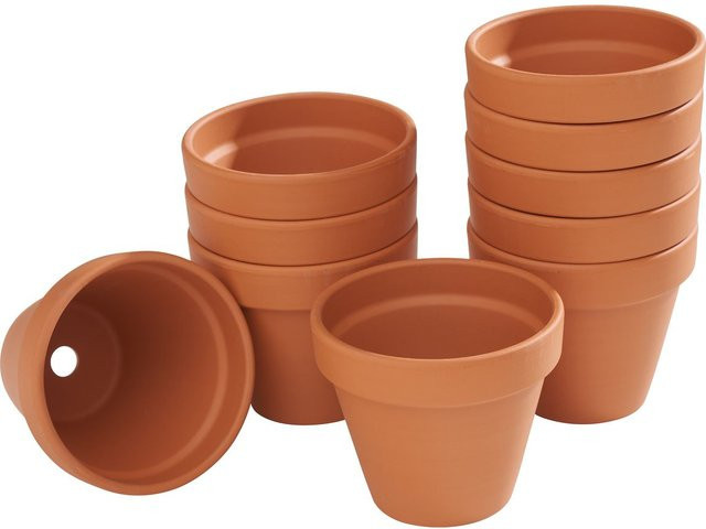 10er Set Terrakotta-Töpfe in Braun mit einem Innendurchmesser von 8 cm - Bild 1