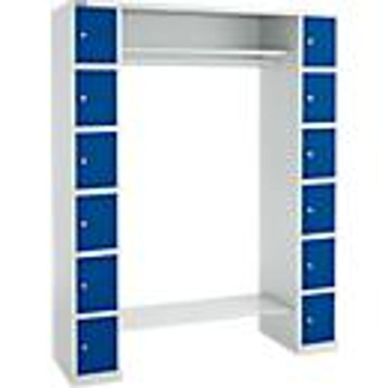 Schäfer Shop Select Schließfachgarderobe mit Hutablage und Kleiderstange, 2 x 6 Fächer, Farbe: lichtgrau/enzianblau, B/T/H: 173,5 x 50,0 x 195,0 cm - Bild 3