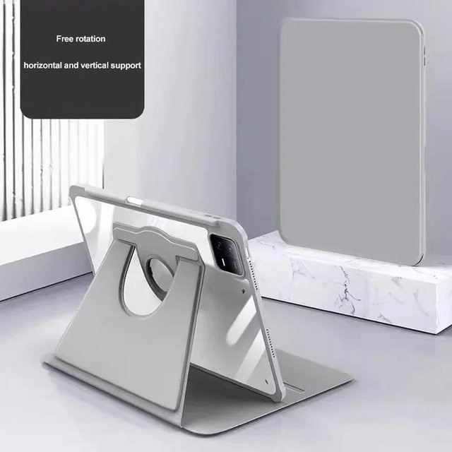 360 Grad drehbare Tablet Hülle für Samsung Galaxy Tab S11 S10 S9 Ultra S8 S7 FE A9 A11 Plus S6 Lite in Grau mit Stifthalter - Bild 1