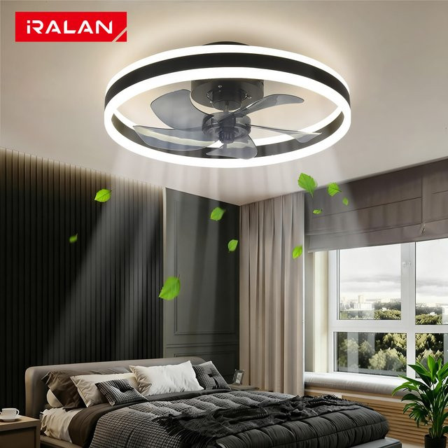 Moderne IRALAN Deckenventilator mit LED-Beleuchtung, dimmbar und mit Fernbedienung, Schwarz oder Weiß - Bild 1