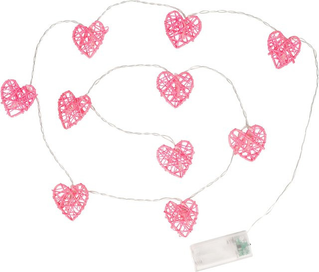 LED-Lichterkette Herzen von viva domo in Pink mit warmweißem Licht, Länge: 165 cm - Bild 1