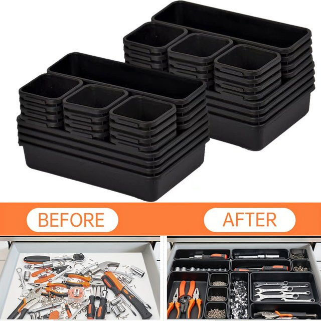 Tablett-Trennblätter-Set zur Schubladen-Organisation in Schwarz für Werkzeugkästen und Werkbänke - Bild 1