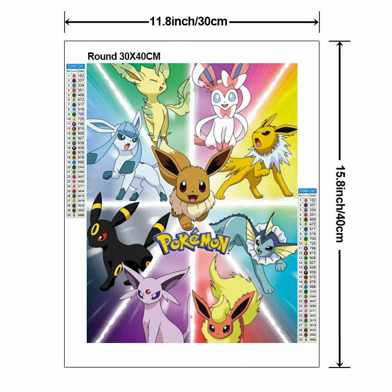 Potdemiel Pokemon Pikachu 5D DIY Diamant Malerei Set mit rundem Mosaik-Stickerei-Kit in Mehrfarbig - Bild 2