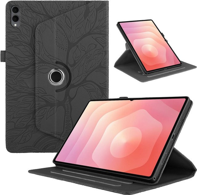 Samsung Galaxy Tab S11 Ultra Kunstleder Tasche mit 360 Grad Rotation in Schwarz - Bild 1