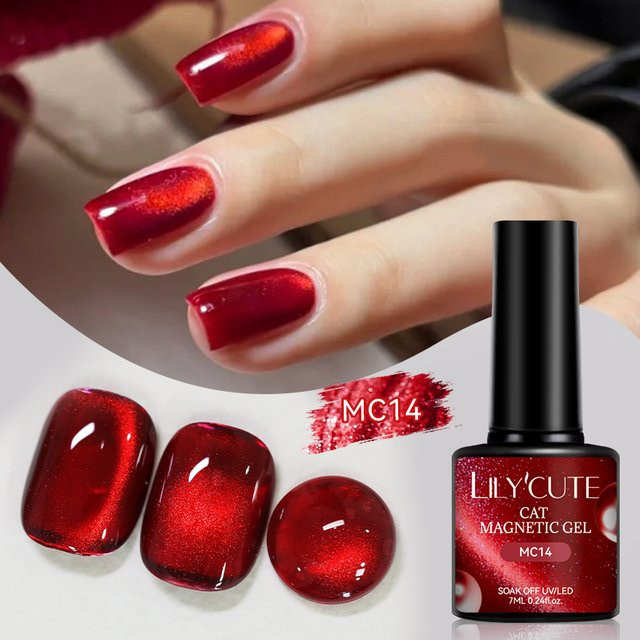 LILYCUTE Magnetgel Nagellack, Rotbraun, Glitzer, 7 ml - Bild 1